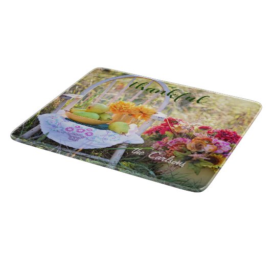 Name Dankbar Herbst Wildblumen Kleines Glas Schneidebrett (Ecke)