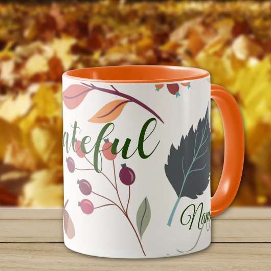 Name, Dankbarkeit Herbst 11oz Combo Getränke Tasse
