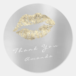 Name Danke Metal Kiss Gold Silver Gray Makeup Runder Aufkleber