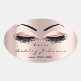 Name Dankeschön Beauty Glitzer Lash Makeup Artist Ovaler Aufkleber