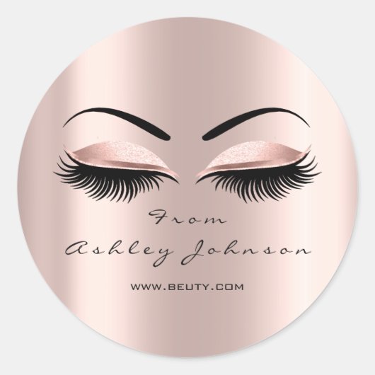 Name Dankeschön Beauty Glitzer Lash Makeup Artist Runder Aufkleber (Vorderseite)