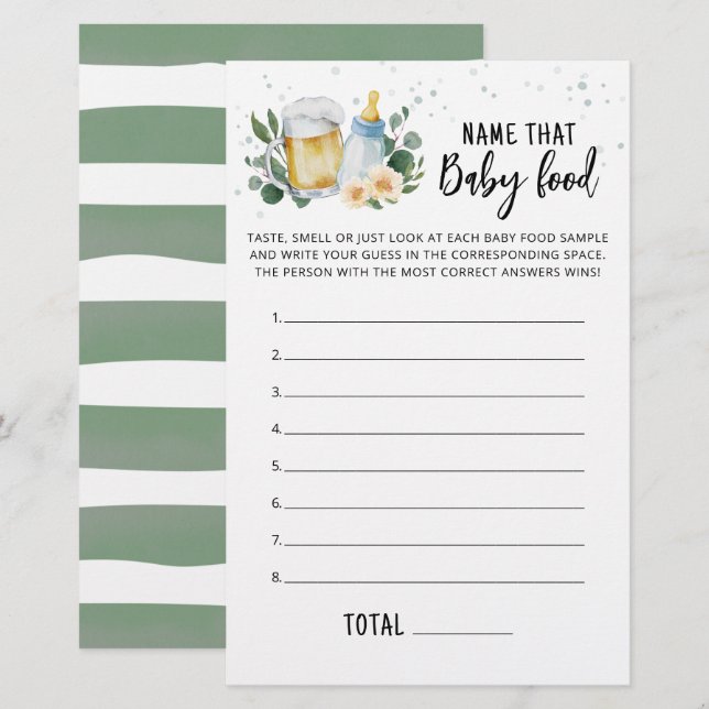 Name, dass Baby Food Game Greenerenery Baby brütet (Vorne/Hinten)