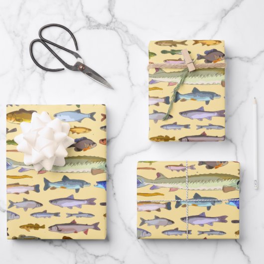 Name, dass Fisch Sportfischerei Fischer Geschenk Geschenkpapier Set (Vorderseite)