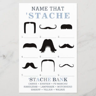Name, dass Mustache Game, blau, grau Flyer
