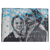 Name Date Foto Gastgeschenk Hochzeit Danke Blue St Große Geschenktüte (Rückseite)