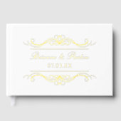 Name & Date Modern Elegant Gold Swirl Wedding Gästebuch (Vorderseite)