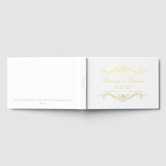 Name & Date Modern Elegant Gold Swirl Wedding Gästebuch (Voll)