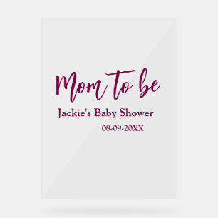 Name Datum Baby-Party werdende Mutter pink einfach Acrylschild