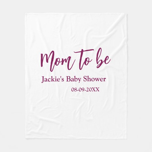 Name Datum Baby-Party werdende Mutter pink einfach Fleecedecke (Vorderseite)
