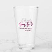 Name Datum Baby-Party werdende Mutter pink einfach Glas (Rückseite)