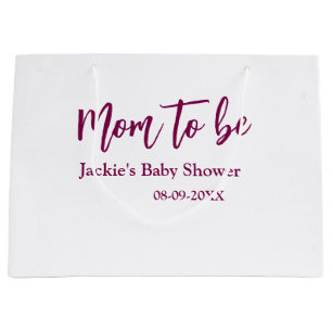 Name Datum Baby-Party werdende Mutter pink einfach Große Geschenktüte