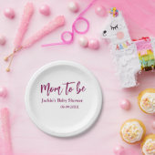 Name Datum Baby-Party werdende Mutter pink einfach Pappteller (Party)