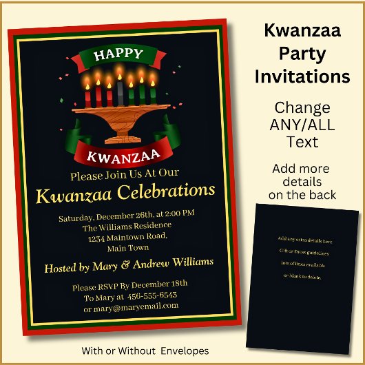 Name Datum Daten hinzufügen Happy Kwanzaa Candles  Einladung