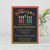 Name Datum Daten hinzufügen Happy Kwanzaa Kerzen,  Einladung (Stehend Vorderseite)