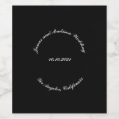 Name, Datum der Schwarz-weißen Hochzeit anpassen Weinetikett (Einzelnes Label)