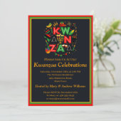 Name Datum Details Kwanzaa 7 Kerzen Party hinzufüg Einladung (Stehend Vorderseite)