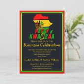 Name Datum Details Kwanzaa Candles Africa Party hi Einladung (Stehend Vorderseite)