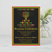 Name Datum Details Kwanzaa Candles Stars Party hin Einladung (Stehend Vorderseite)