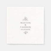 Name & Datum Elegante Hochzeitsstipps Blätter Schw Serviette (Vorderseite)