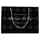 Name Datum Harlequin Black Birthday Große Geschenktüte (Rückseite)