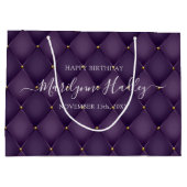 Name Datum Harlequin Lila Geburtstag Große Geschenktüte (Rückseite)