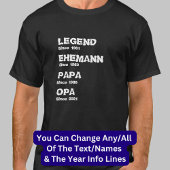 Name Datum Jahr Legende Ehemann Vater Opa T-Shirt