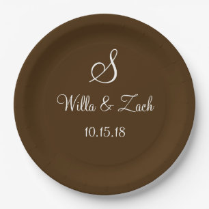 Name Datum Monogramm Hochzeit im Herbst Herbst bra Pappteller