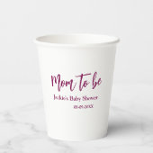 Name Datum rosa einfache Minimal-Babyshower für we Pappbecher (Rückseite)