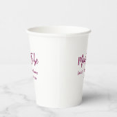 Name Datum rosa einfache Minimal-Babyshower für we Pappbecher (Rechts)