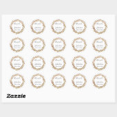 Name Datum Rose Gold Wreath Wedding Bridal Runder Aufkleber (Blatt)