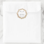 Name Datum Rose Gold Wreath Wedding Bridal Runder Aufkleber (Tasche)