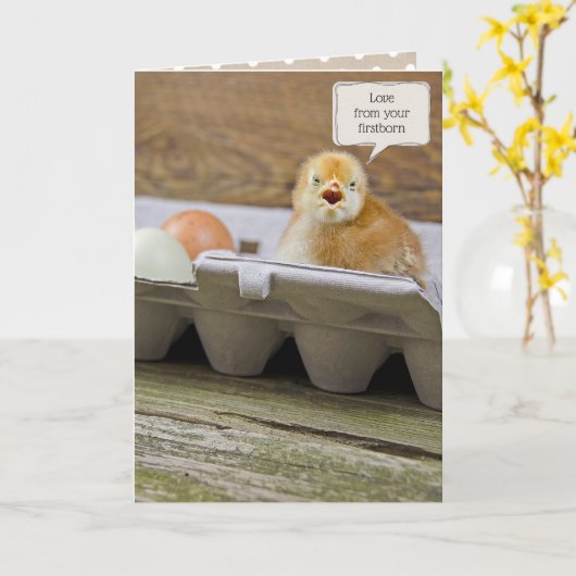 Name Day Baby Chick Karte (Gelbe Blume)