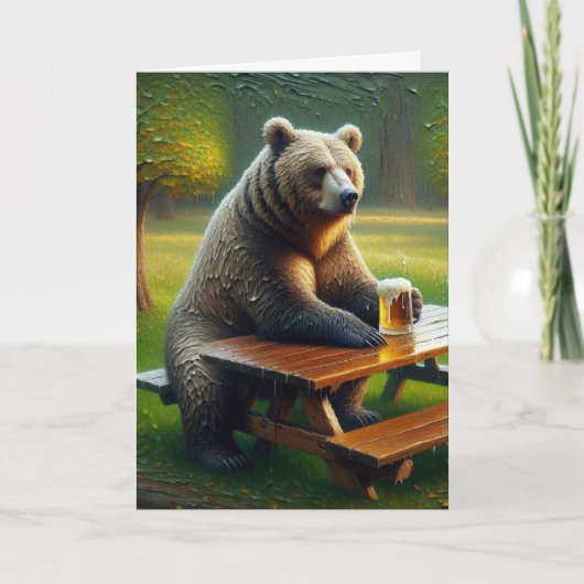 Name Day Bear mit einem Bier Karte (Vorderseite)
