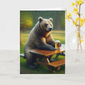 Name Day Bear mit einem Bier Karte (Gelbe Blume)