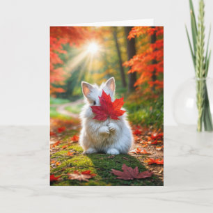 Name Day Bunny mit rotem Leaf Karte