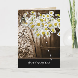 Name Day daisy Korb mit Schmetterling Karte