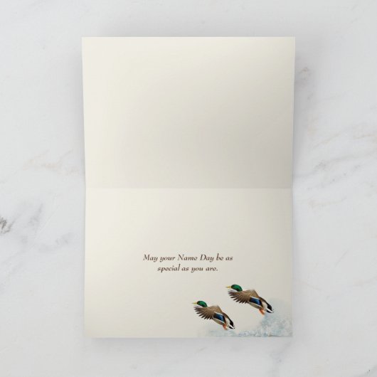 Name Day Duck in Misty Pond Karte (Innenseite)