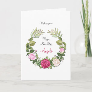 Name Day Floral Crescent Card Karte