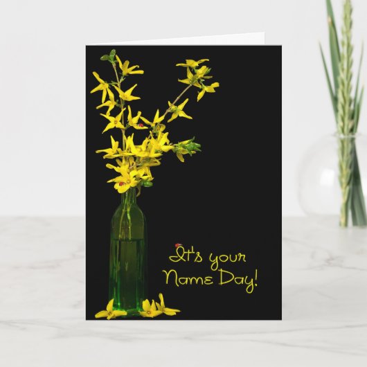 Name Day Forsythia Bouquet Karte (Vorderseite)