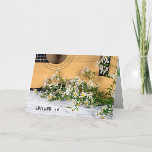 Name Day Gitarre mit Wildblumen Karte (Vorderseite)
