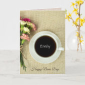 Name Day Kaffee mit Nelken auf dem Bein Karte (Gelbe Blume)
