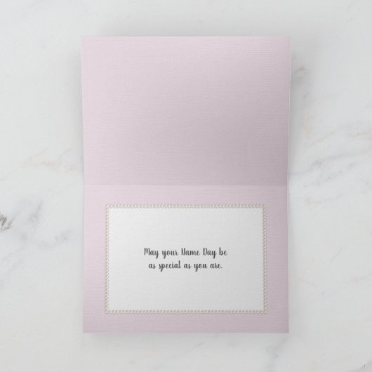 Name Day Pearl in Seashell Karte (Innenseite)