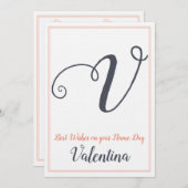 Name Day Saint-Day Letter V Monogramm Einladung (Vorne/Hinten)