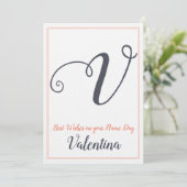 Name Day Saint-Day Letter V Monogramm Einladung (Stehend Vorderseite)