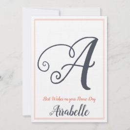 Name Day Saint's Day Letter A Monogram Einladung