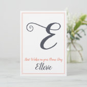 Name Day Saint's Day Letter E Monogram Einladung (Stehend Vorderseite)