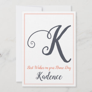 Name Day Saint's Day Letter K Monogram Einladung