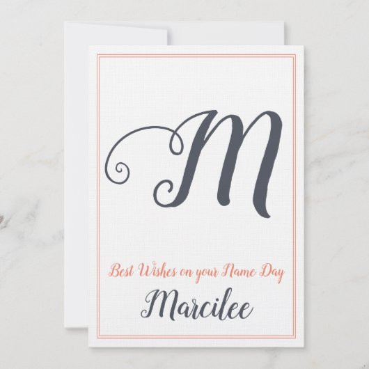 Name Day Saint's Day Letter M Monogram Einladung (Vorderseite)