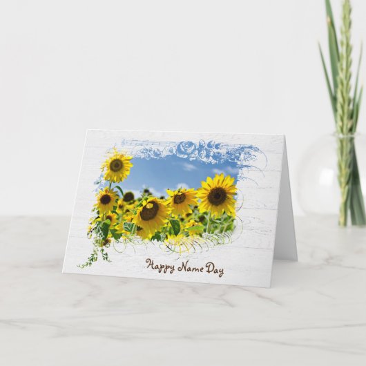 Name Day Sunflower Field Card Karte (Vorderseite)