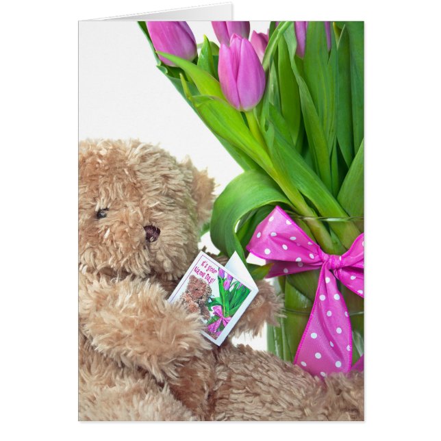 Name Day-Teddy-Bär mit Tulpen (Vorne)